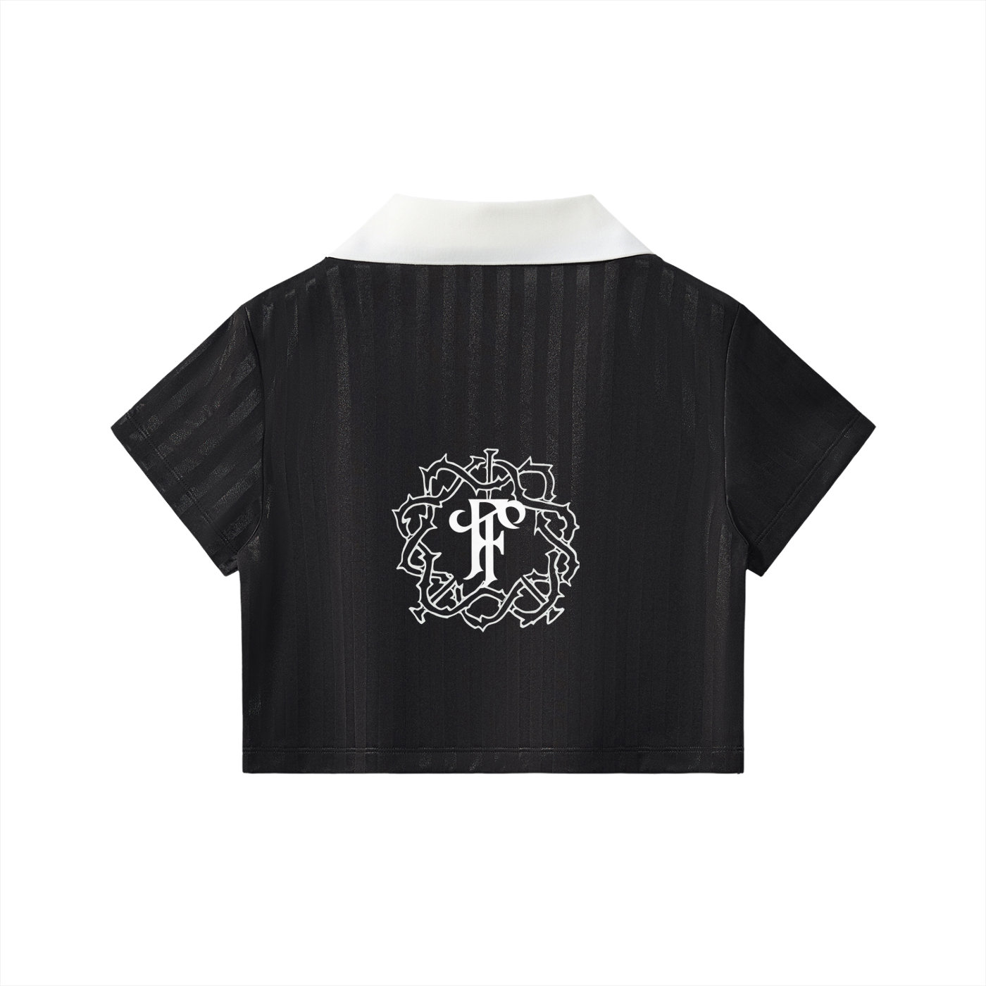 Contrast Collar Striped Cropped Jersey