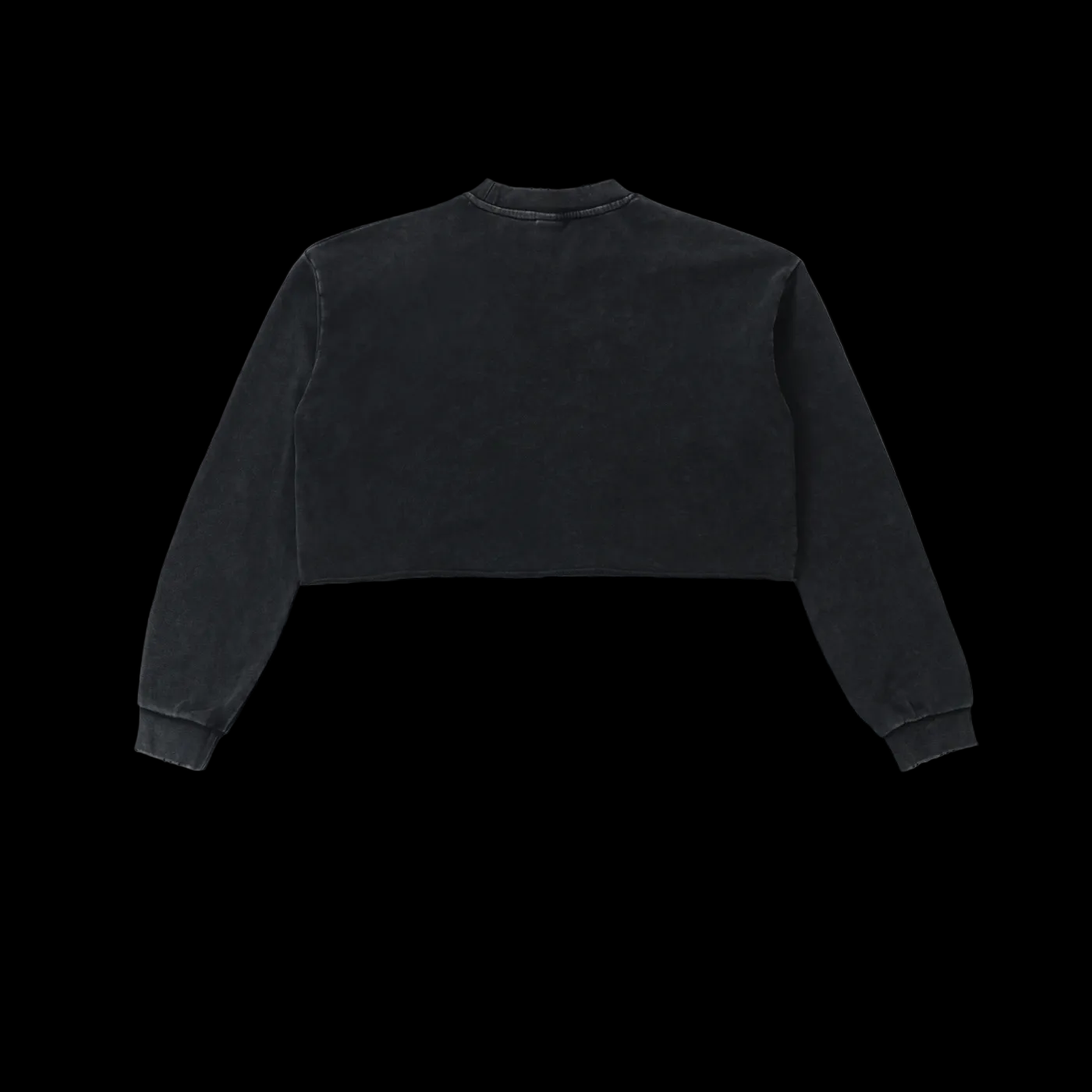 Down stairs Snow Washed Raw Edge Cropped Sweatshirt