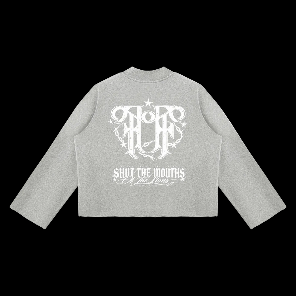 Lions den Unisex Mock Neck Raw Edge Boxy Sweatshirt