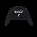 Down stairs Snow Washed Raw Edge Cropped Sweatshirt