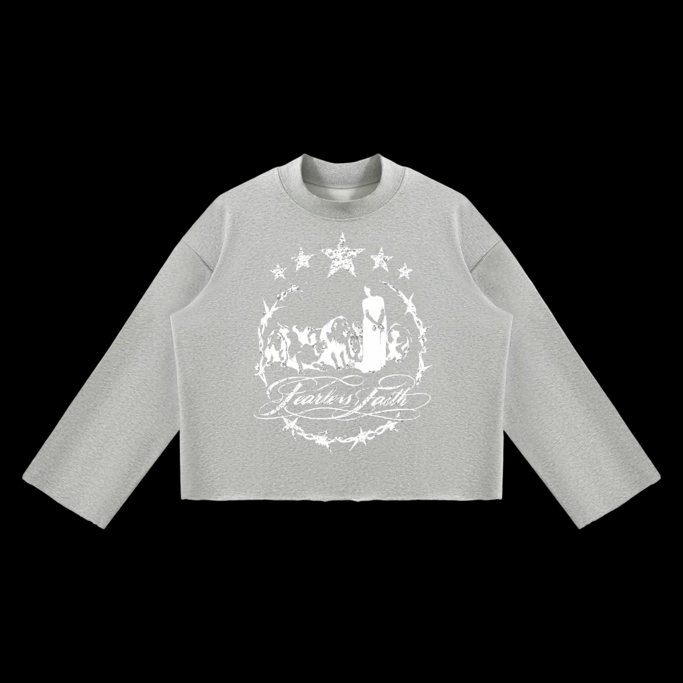 Lions den Unisex Mock Neck Raw Edge Boxy Sweatshirt